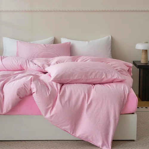 Vista 26 de JELLYMONI Juego de funda de edredón a rayas, funda de edredón de tamaño individual, rayas clásicas verde salvia y blanco, 100% algodón, 2 piezas