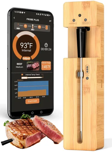 Vista 10 de Termómetro de carne inteligente inalámbrico preciso - 4 sondas, Bluetooth de largo alcance, alertas en tiempo real, apto para lavavajillas