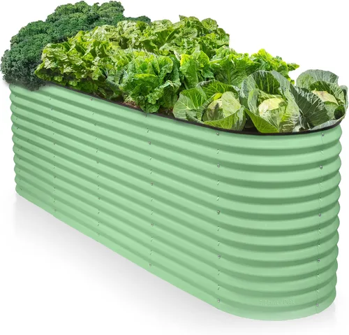 Vista 7 de Jardinera elevada de acero galvanizado 9 en 1/ Maceta modular de 8 x 2 x 1.5 pies para jardinería, verduras, flores, camas de jardín elevadas