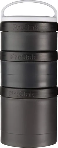 BlenderBottle ProStak Twist n' Lock - Tarros de almacenamiento de expansión con mango extraíble, 100 cc+150 cc+250 cc, color negro