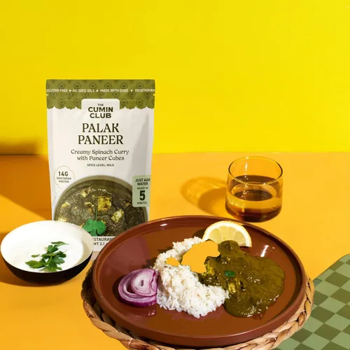 Vista 8 de The Cumin Club Indian Palak Paneer - Comida india lista para comer con bondad natural de la granja, disfruta de comidas vegetarianas fáciles