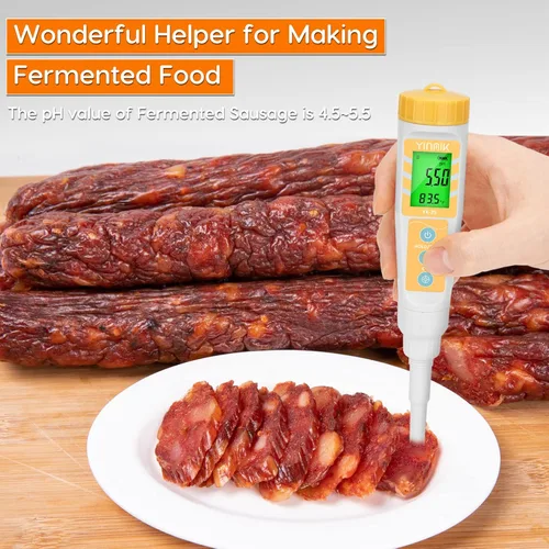 Vista 5 de YINMIK Medidor de pH de Alimentos con Sonda Reemplazable de pH Extra, Probador Digital de pH para Masa Madre y Pan, Probador de pH de Alimentos