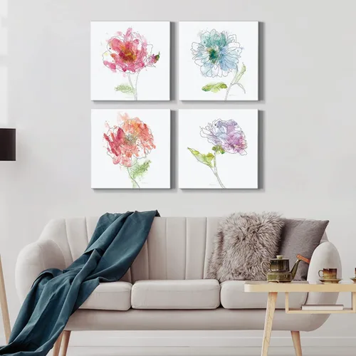 Vista 121 de Wexford Home Colección de primavera de jardín de campo francés, colección de primavera, juego de 4 paneles para decoración de pared de oficina