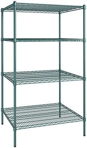 Vista 159 de Kit de 4 estantes de epoxi verde NSF de 21 x 72 pulgadas con postes de 86 pulgadas, estantería de almacenamiento resistente, kit de estantería