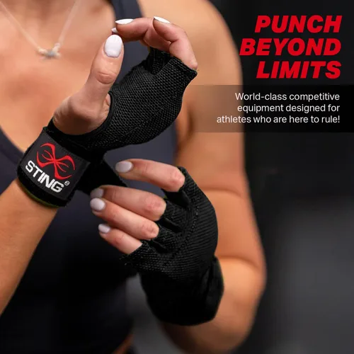 Vista 6 de STING Quick Boxing - Guantes de compresión elástica y acolchado de nudillos, protección de manos MMA y Muaythai para entrenamiento y competencia