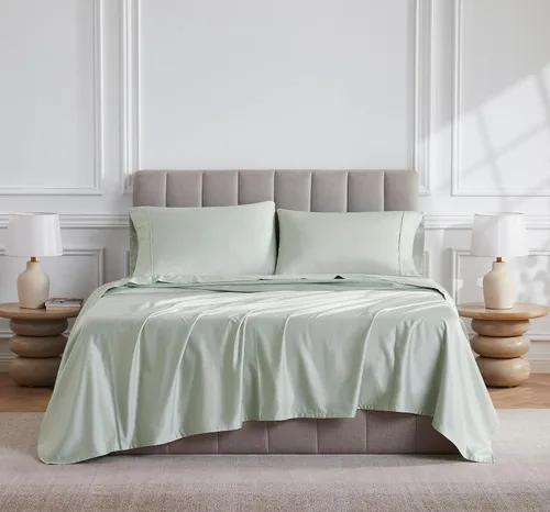 Vista 8 de Linen Closet Juego de sábanas de algodón egipcio de 1000 hilos, 4 piezas, tamaño matrimonial, blanco ártico