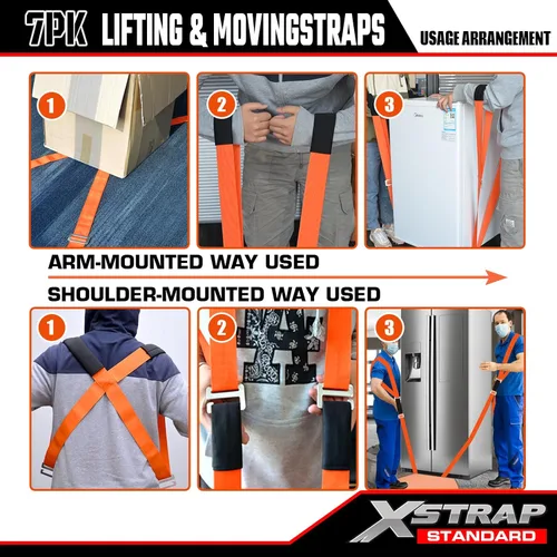 Vista 3 de XSTRAP STANDARD Kit de sistema de elevación de correas móviles, correa móvil con silicona antideslizante para 2 personas, correas de elevación