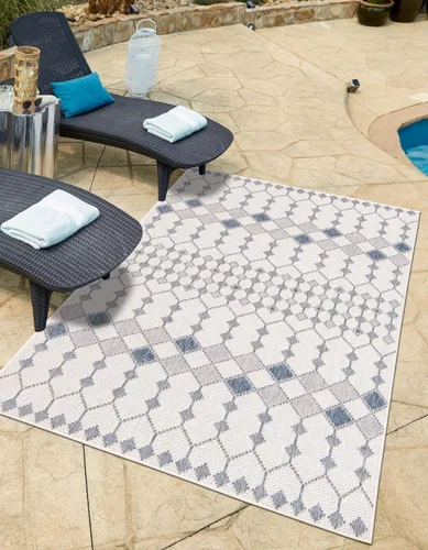 Vista 22 de Unique Loom Outdoor Trellis Collection Alfombra de área - Traliccio (10 pies x 14 pies 1 pulgada Rectangular, Verde/ Marfil)