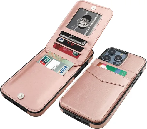 Vista 12 de KIHUWEY Compatible con iPhone 14 Pro Max Funda Cartera Plegable con Soporte para Tarjeta de Crédito, Cierre Magnético de Cuero Premium, Función