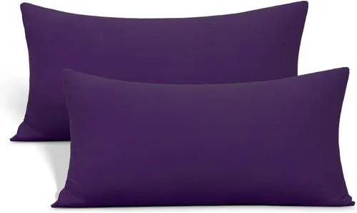 Vista 44 de Paquete de 2 fundas elásticas para almohada - Punto jersey y cierre de sobre, fundas de almohada con mezcla de poliéster ultra suave tipo camiseta