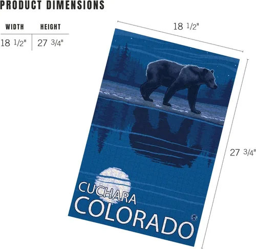 Vista 5 de Cuchara, Colorado, Bear in Moonlight (1000 Piece Puzzle, Challenging Jigsaw Puzzle for Adults, Made in USA)