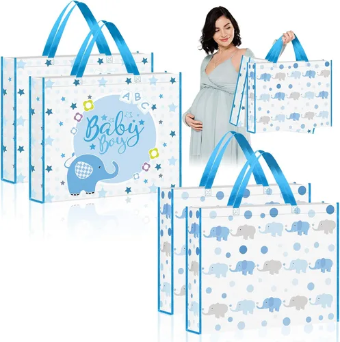 PerKoop Bolsa de regalo extra grande para bebé, 20 x 16 pulgadas, bolsa de regalo de tela no tejida gigante azul gigante reutilizable jumbo para