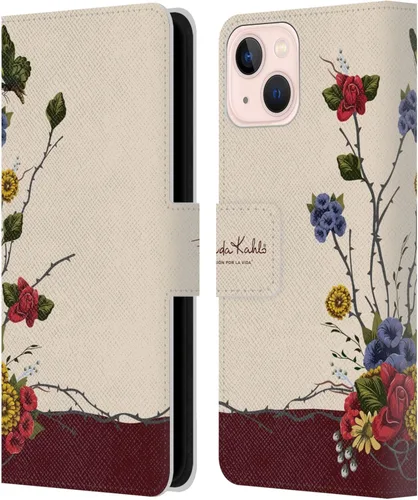 Vista 167 de Head Case Designs Funda con licencia oficial de Frida Kahlo Portrait Red Florals - Funda de piel tipo cartera compatible con Apple iPhone 14 Pro