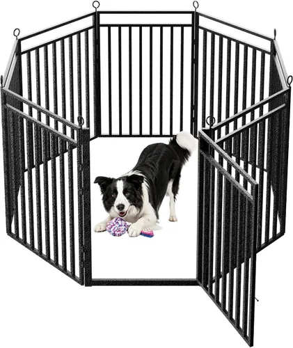 Vista 11 de Valla gruesa para perros, duradera y resistente, valla de patio al aire libre, 32 pulgadas de altura, 16 paneles, portátil y fácil de instalar
