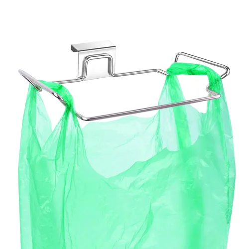 Vista 8 de Soporte Grande de Acero Inoxidable para Bolsas de Basura para Puertas y Armarios de Cocina, Negro