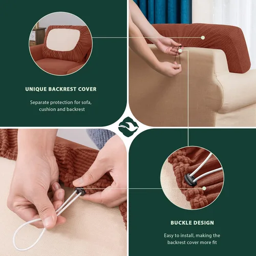 Vista 181 de CHUN YI Fundas para sofá de 7 piezas, lavables, fundas elásticas para sofá de 3 cojines con respaldo y fundas de cojín separados, protector