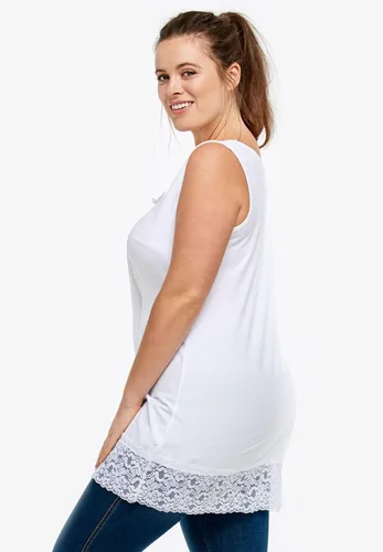 Vista 3 de ellos Camiseta sin mangas tipo túnica con dobladillo de encaje para mujer