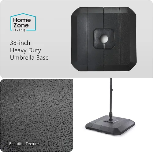 Vista 2 de Home Zone Living Soporte de base de sombrilla de patio rellenable en voladizo de 168 libras, 18 pulgadas, soporte para postes, agua, arena, se