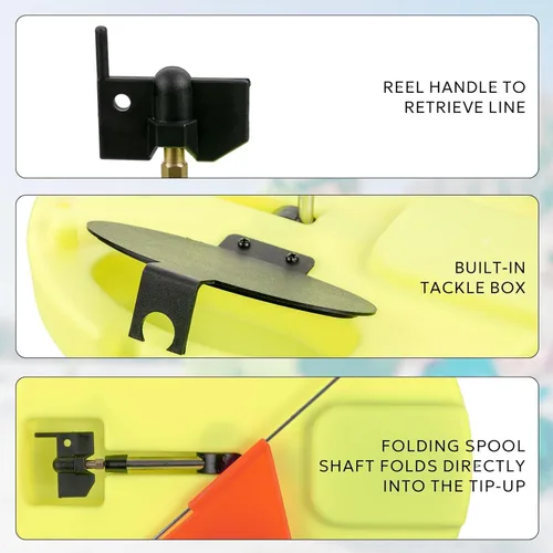 Vista 3 de SF Punta de pesca en hielo plegable con banderas de poste naranja/10.6'' Accesorios de pesca en hielo térmicos a prueba de congelación con banderas