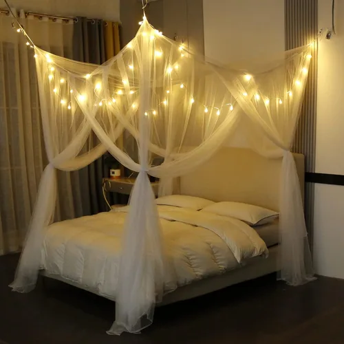 Vista 16 de Mengersi Dosel para Cama, Cortinas de Dosel para Cama, Cortinas de Cama para Camas Full Queen King, Red Mosquitera Cortinas de Cama para Patio