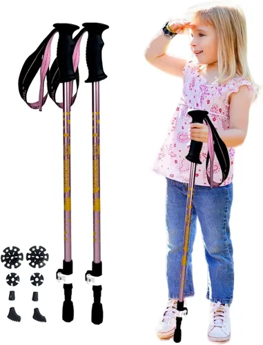2 bastones de senderismo plegables ajustables para niños, bastones de senderismo ligeros para senderismo, esquí, actividades al aire libre, equipo