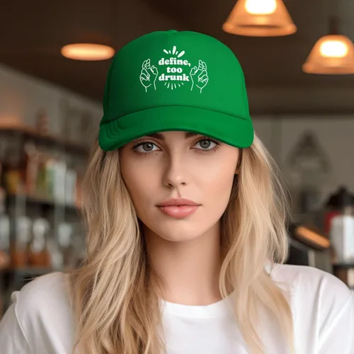 Vista 6 de Define Too Drunk - Gorra de béisbol de malla para golf, gorra para papá, ajustable, para hombres y mujeres, color negro