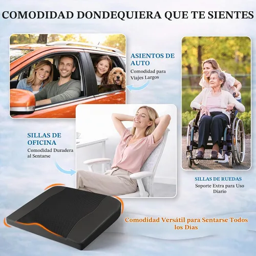 Vista 9 de Lofty Aim Cojín de asiento de automóvil, cómodos cojines de espuma viscoelástica para conducir, alivio del dolor de ciática y espalda baja, almohada