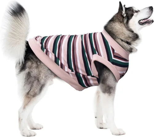 Vista 32 de Camisetas a rayas para perros medianos, ropa sin mangas, camiseta sin mangas, chaleco para Schnauzer, Shiba Inu, rojo, grande