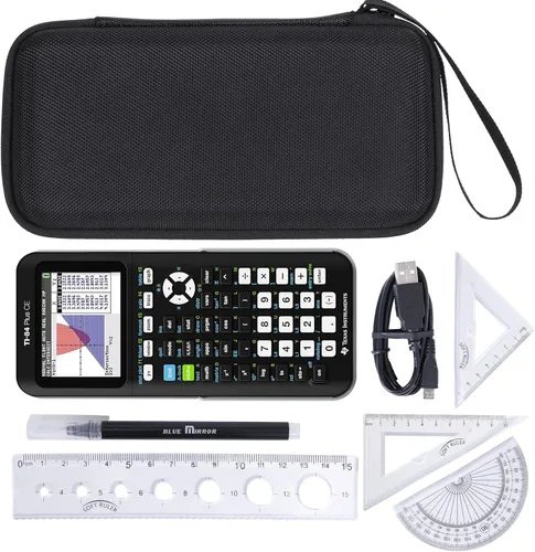 Vista 5 de Khanka Funda Stroage para Texas Instruments TI - 84 Python/TI-83 Plus/TI-84 Plus/TI-84 Plus CE Calculadora gráfica a color, solo funda (negro)