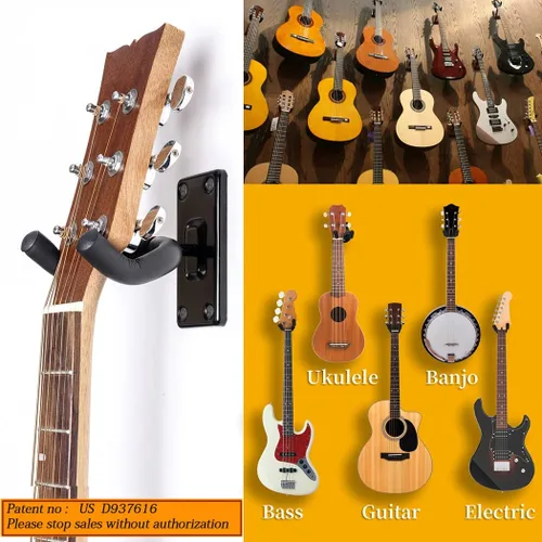 Vista 2 de Soporte de pared para guitarra, gancho de soporte de metal negro para guitarras