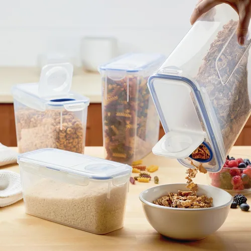 Vista 5 de LocknLock Easy Essentials - Juego de recipientes de almacenamiento de alimentos de despensa, rectangular, sin bisfenol A y aptos para lavavajillas