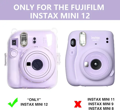 Vista 2 de WOGOZAN Instant Mini 12 - Funda transparente para cámara de película instantánea Fujifilm Instax Mini 12, funda protectora para cámara con bolsillo