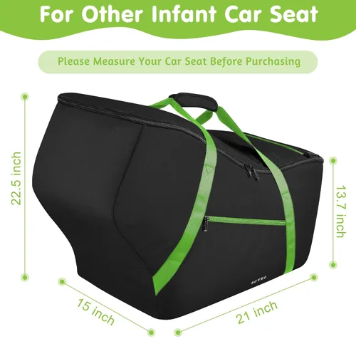 Vista 7 de SCTEL Bolsa de viaje para asiento de automóvil infantil, se adapta a asientos de automóvil infantiles con base de barra antirrebote, bolsa