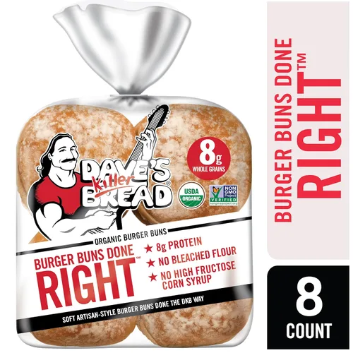 Vista 4 de Dave's Killer Bread Burger Buns Done Right - Paquete de 8 panes para hamburguesa, 17.6 onzas