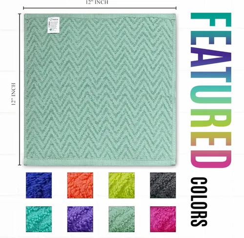 Vista 5 de ZUPERIA Zigzag - Paños de lavado multicolor, paquete de 32, 12 x 12 pulgadas, paños suaves altamente absorbentes para cara, toallas de gimnasio
