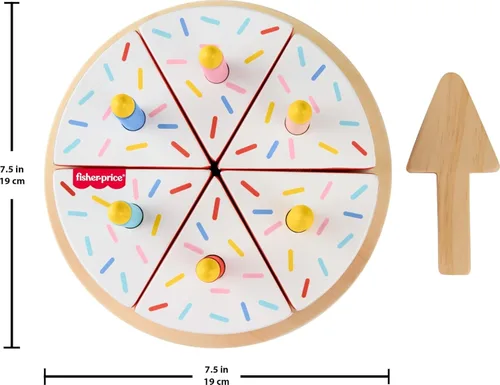 Vista 8 de Fisher-Price Conjunto de Pastel de Juguete de Madera de Juego de Simulación, 14 Piezas de Comida de Madera para Decorar y Servir para Juego de Niños