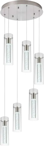 Vista 15 de Lámpara colgante de 3 luces LED para cocina, lámpara colgante de cilindro de burbujas de níquel cepillado con longitud ajustable para cocina, isla