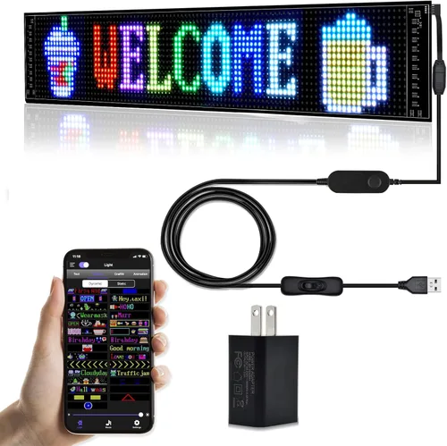 Vista 7 de Letreros LED para Coche, Control Programable por Aplicación Bluetooth, Editor de Texto DIY, Patrones, Animaciones para Coche, Sala