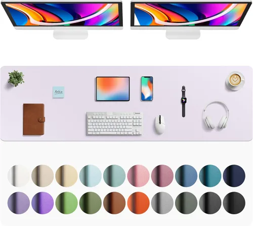 Vista 247 de Aothia Protector de Escritorio de Cuero, Alfombrilla para Ratón, Alfombrilla de Escritorio de Oficina, Secante de Escritorio de Cuero PU