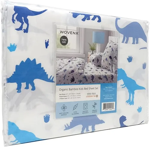 Vista 6 de Juego de Sábanas de Viscosa Orgánica Derivada de Bambú para Niños Sábanas Ajustables Tamaño Twin o Full Certificado Oeko-Tex Linda Ropa