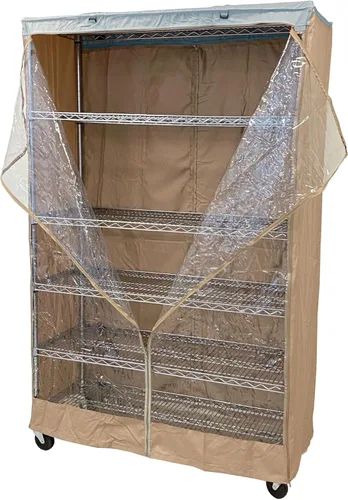 Vista 3 de Formosa Covers Funda de estante de alambre frontal transparente de alta calidad, color azul caqui, solución de almacenamiento resistente