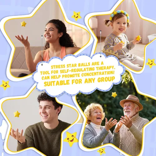 Vista 7 de Lenwen 100 bolas de estrés con forma de estrella a granel de 2 pulgadas de espuma mini estrella para aliviar el estrés para adolescentes y adultos
