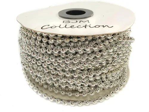 Vista 4 de Cadena de cuentas de plástico de perlas de imitación de 0.157 in, 24 yardas (AB blanco)