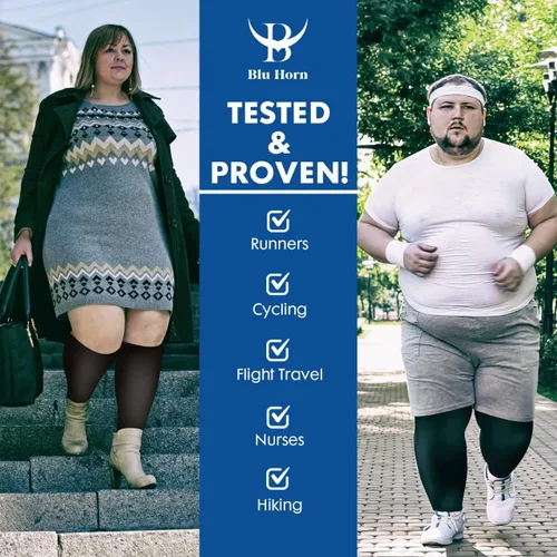 Vista 4 de Medias de compresión de punta abierta hasta la rodilla de 20-30 mmHg, uso diario (4XL, negro)