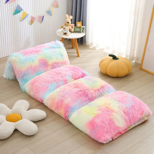 Vista 9 de Mengersi - Almohadas de Terciopelo para Suelo, Funda de Tumbona con Pelo Sintético Tie Dye, Colchón para Dormir para Niños, Adolescentes y Pequeños