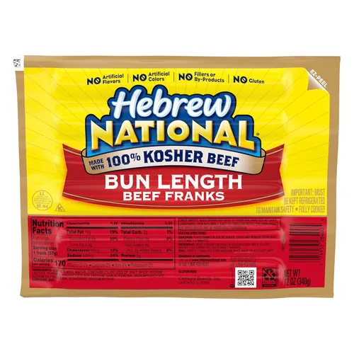 Vista 8 de Hebrew National All Natural (1) Franks de carne sin curar, perros calientes, 10.3 onzas, paquete de 6