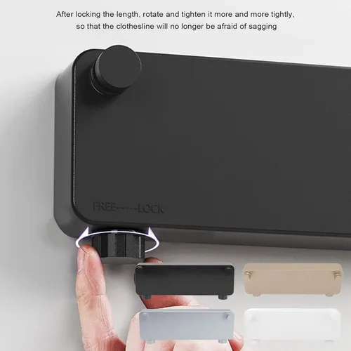 Vista 3 de CHICIRIS Tendedero retráctil, línea de lavandería retráctil, doble línea de ropa de acero inoxidable, montaje en pared retráctil para secado de ropa