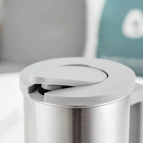 Vista 5 de Jarra térmica de acero inoxidable de 61 onzas, jarra de metal de doble pared con tapa/jarra de té, 1.8 litros (gris)