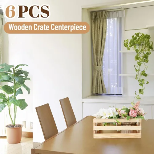 Vista 4 de Cinnvoice 6 cajas de madera pequeñas de 9.5 pulgadas para el 250 aniversario para almacenamiento del 4 de julio, cajas de madera sin terminar a