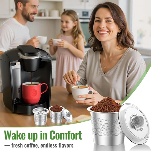 Vista 7 de CAPMESSO K-Cups reutilizables para Keurig 1.0: cápsulas de café recargables de acero inoxidable - Filtro de café de metal universal para cafetera
